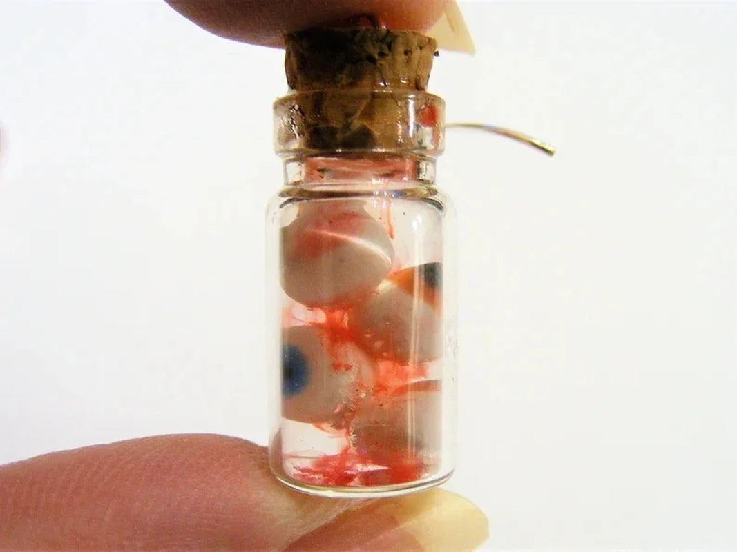 Halloween Earrings Eyeballs in a Bottle Earrings Miniature Bottle Eyeball Earrings Bottle of Eyes Halloween Jewelry