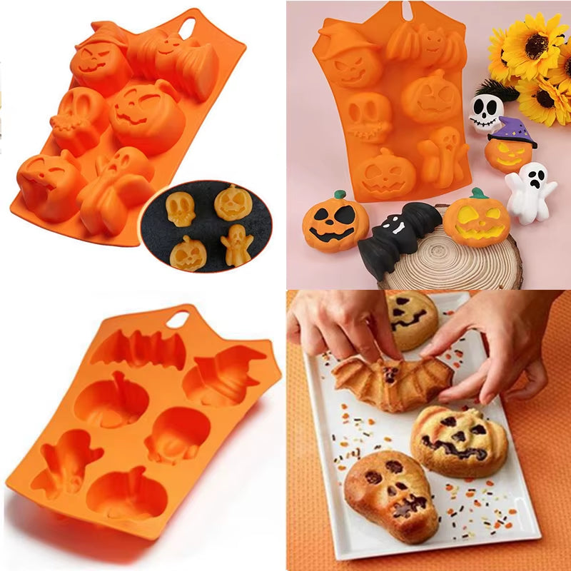 Pumpkin Halloween Silicone Mold for Cake Biscuit Candy Baking Skull Bat Spider Trick or Treat Kid Children Halloween Party Decor