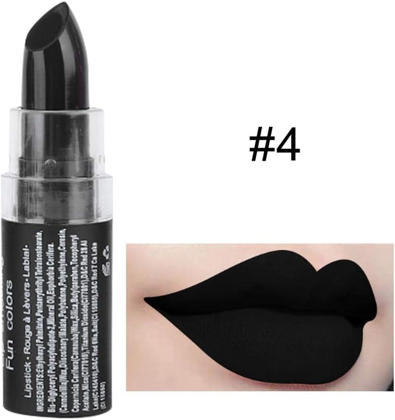 Rossetto Nero Opaco, Rossetto Ad Alta Pigmentazione, Labbra, Retrò, per Halloween, Rossetto Cosmetico, Rossetto Nero per Feste, Masquerade, Cosplay, Halloween, Trucco