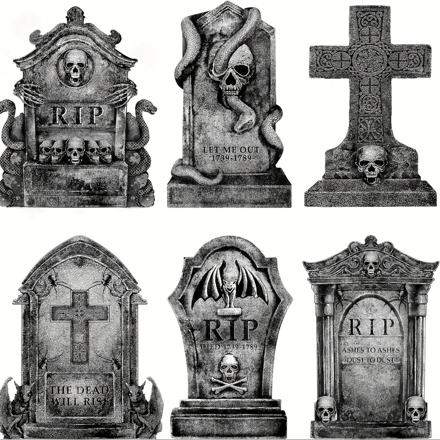 Halloween Decorations Outdoor Graveyard Tombstones Tombstones Halloween Decor Yard Signs with Stakes Realistic Scary Skeleton
