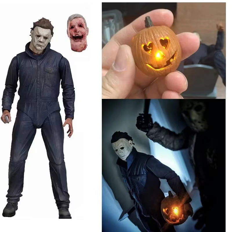 NECA Michael Myers Figure with LED Pumpkin Halloween Ultimate Action Figure Toy Doll Decor Christmas Gift Halloween Horror Toy