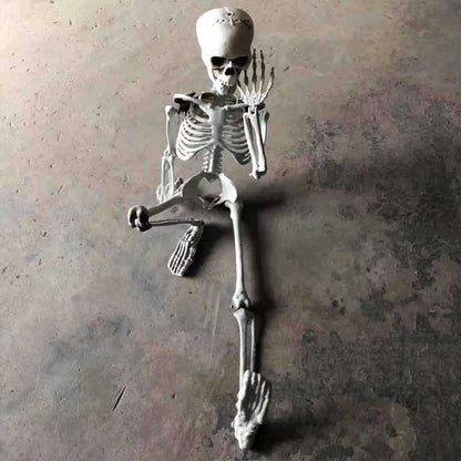 Halloween Horror Skeleton Statue Movable/Posable Joints Scary Skull Ornament Halloween Theme for Yard Garden Patio Haunted House