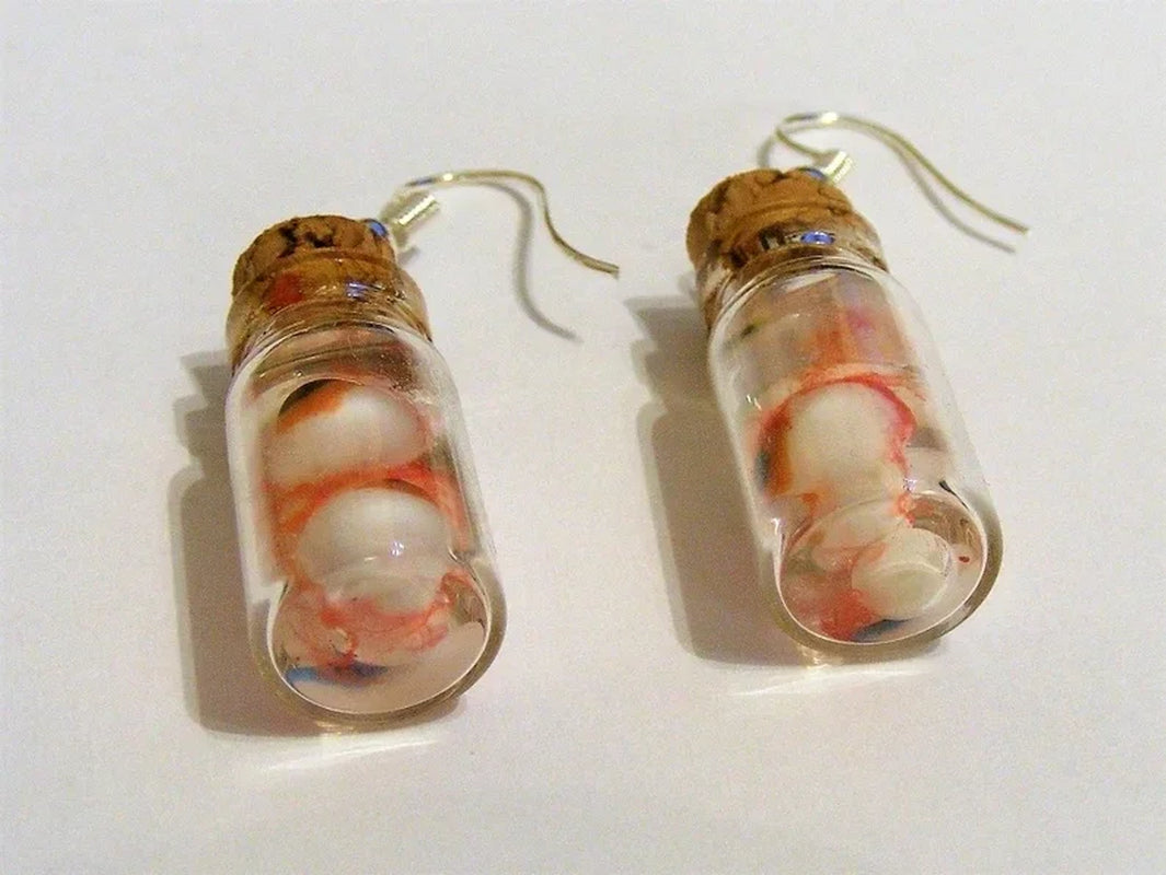 Halloween Earrings Eyeballs in a Bottle Earrings Miniature Bottle Eyeball Earrings Bottle of Eyes Halloween Jewelry