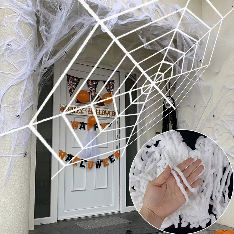 Halloween Decoration Black White Stretchy Spider Web Horror Props Cobweb Halloween Party Home Decor Haunted House Bar Supplies