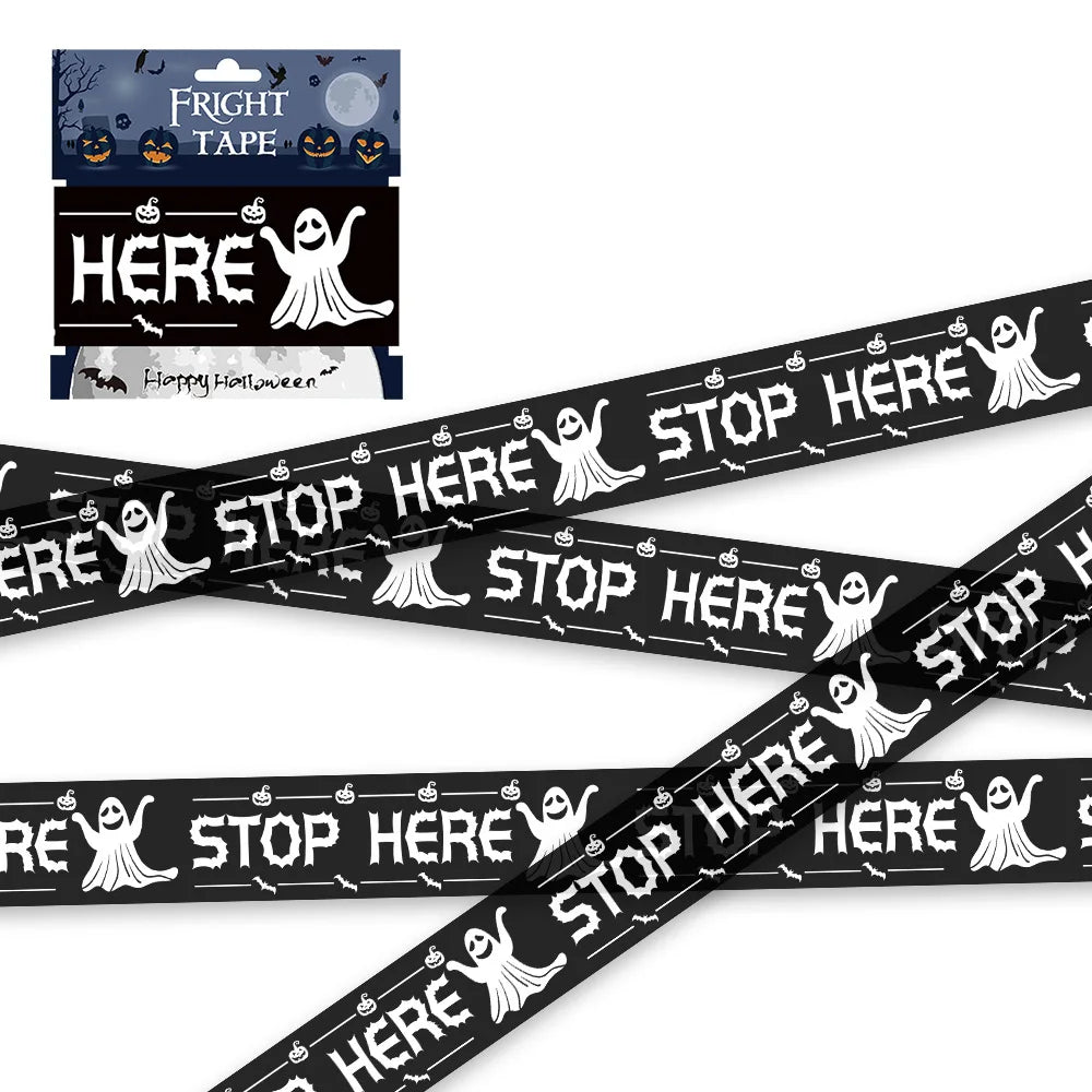 NEW 1PC Halloween Props Window Prop Warning Line Plastic Skull Head Warning Tape Signs Halloween Decoration Witch Balloons Lot