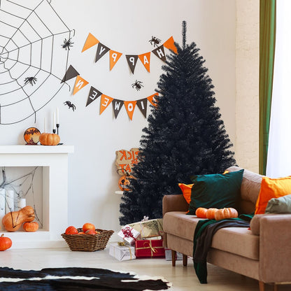 Albero Di Natale 180 Cm, 1036 Rami, Abete Artificiale Non Illuminato Con Base Solida Di Metallo, Nero