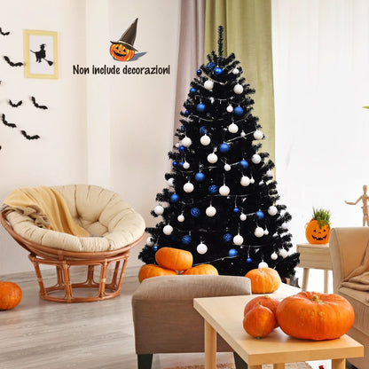 Albero Di Natale 180 Cm, 1036 Rami, Abete Artificiale Non Illuminato Con Base Solida Di Metallo, Nero