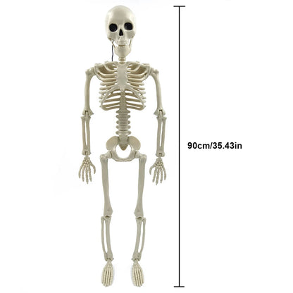 Halloween Horror Skeleton Statue Movable/Posable Joints Scary Skull Ornament Halloween Theme for Yard Garden Patio Haunted House