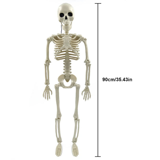 Halloween Horror Skeleton Statue Movable/Posable Joints Scary Skull Ornament Halloween Theme for Yard Garden Patio Haunted House
