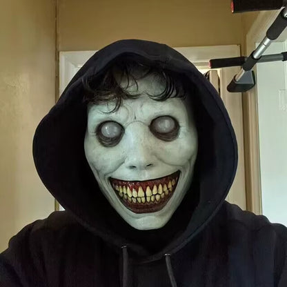 Scary Halloween Mask Smiling Demons Horror Mask Horror White Face Eyes Exorcist Mask Halloween Party Decorations Cosplay Props