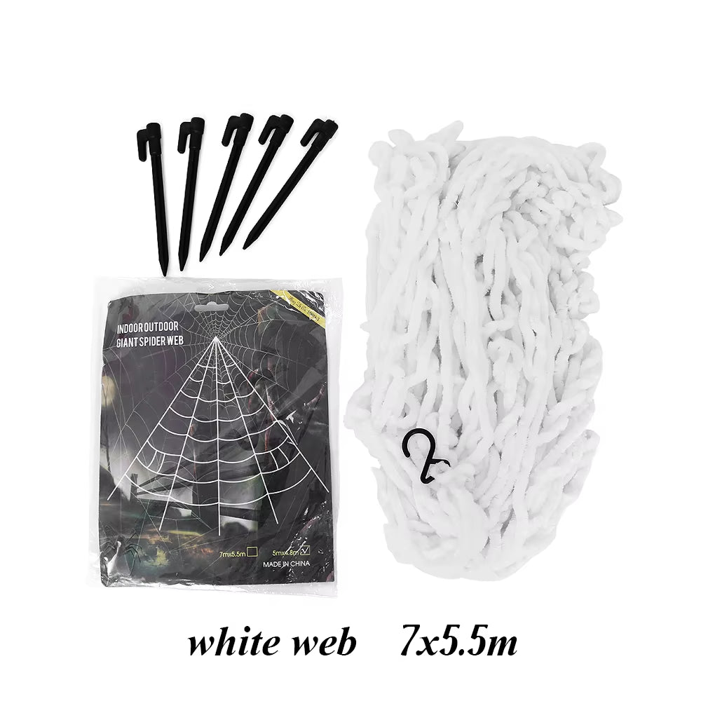 Giant Spider Web Triangular Mega White Stretch Cobweb for Yard Halloween Decorations Outdoor Halloween Spider Decor Supplies