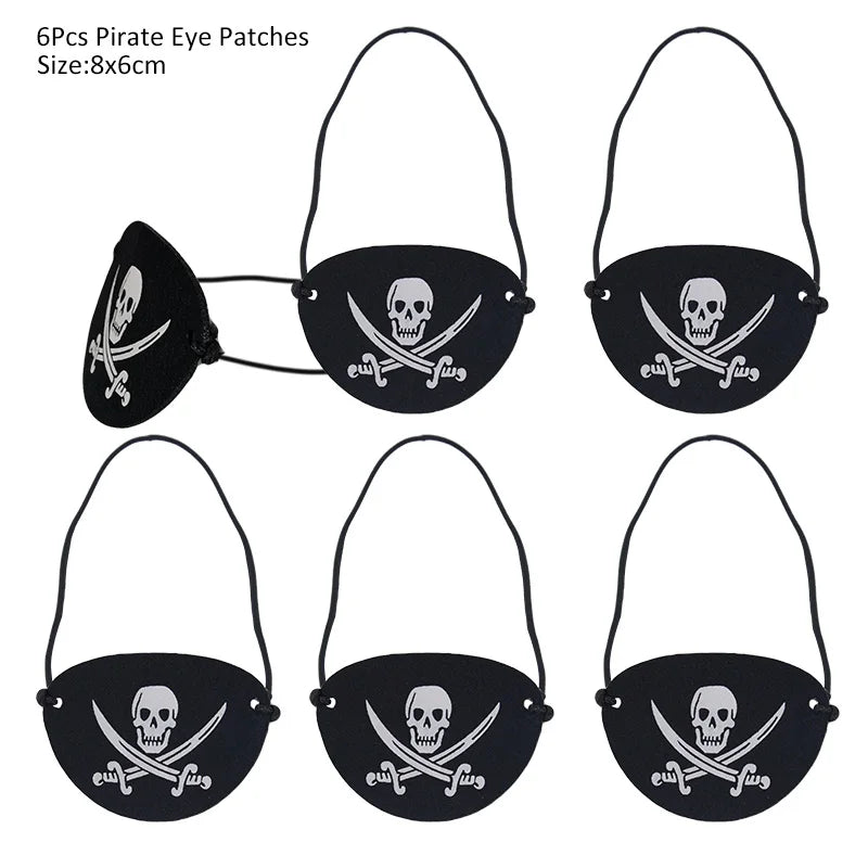 Pirate Captain Cosplay Costume Props Set Kids Halloween Hat Hook Skeleton Eye Patch Pirate Party Halloween Decoration Supplies