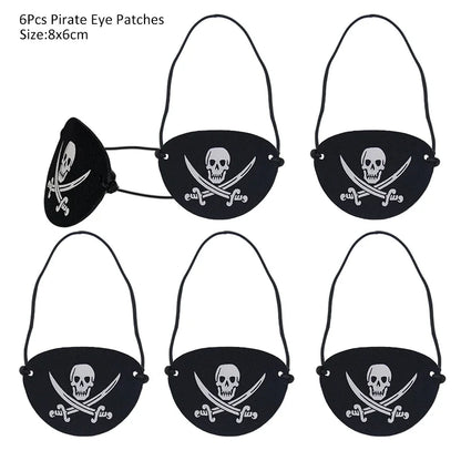 Pirate Captain Cosplay Costume Props Set Kids Halloween Hat Hook Skeleton Eye Patch Pirate Party Halloween Decoration Supplies