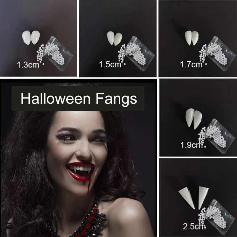 Halloween Decoration Vampire Teeth Fangs Dentures Props Party Costume Cosplay Props False Teeth Resin Fangs with Solid Glue