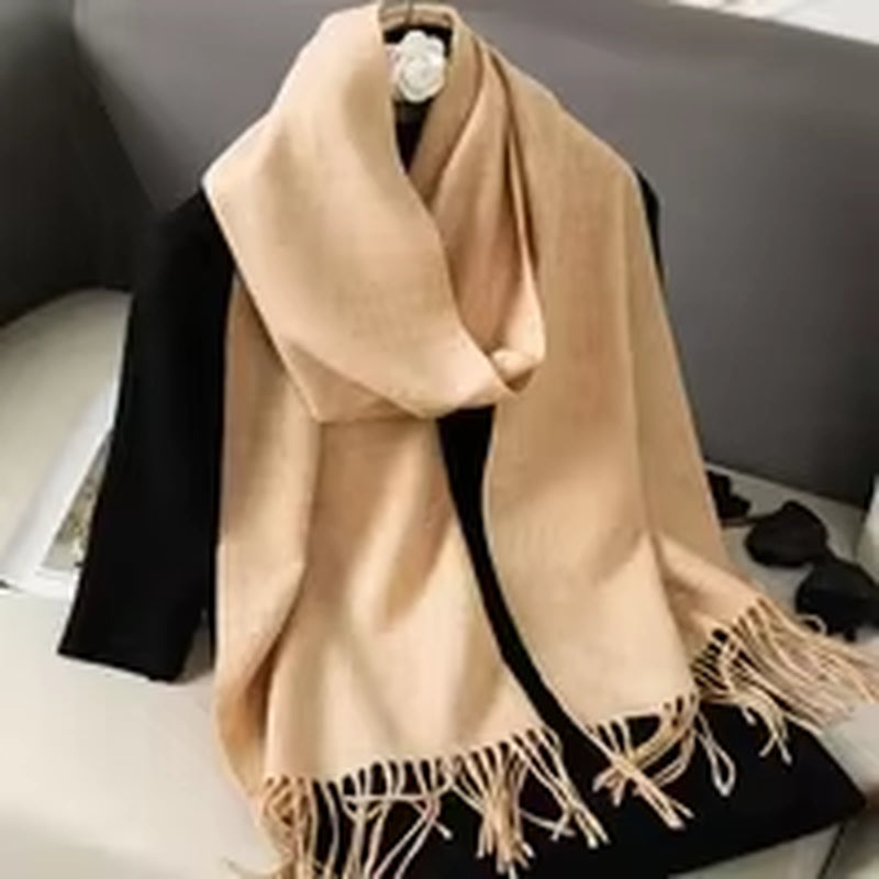 Winter Cashmere Solid Color Pashmina Tassel Scarf Cold Weather Scarves Wraps Women Girls Her Thicken Warm Shawl Wrap