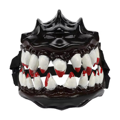 Halloween Dog Muzzle with Teeth Creepy Dog Costume with Large Teeth Spooky Prop for Halloween Adjustable Hilarious Werewolf