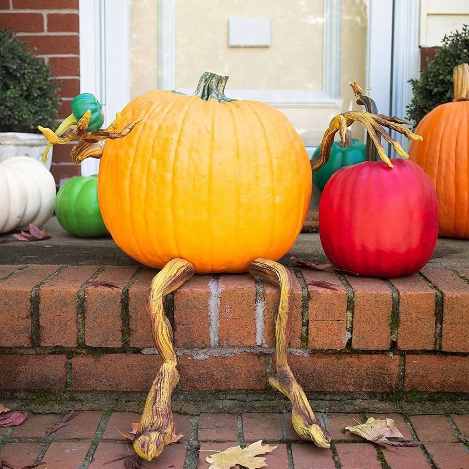 Halloween Bendable Pumpkin Arms and Legs Ornaments Statue Garden Home Decoration Desktop Thanksgiving Autumn Harvest Festival