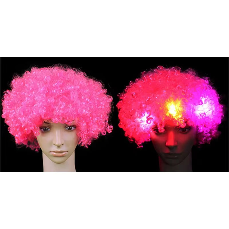 1Pcs LED Explosion Wig Clown Funny Light Curly Fans Circus Cosplay Birthday Rave Costume Glow Party Supplies Wedding Festival