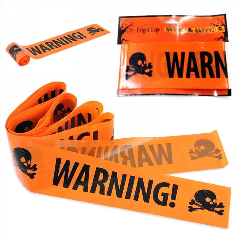 NEW 1PC Halloween Props Window Prop Warning Line Plastic Skull Head Warning Tape Signs Halloween Decoration Witch Balloons Lot
