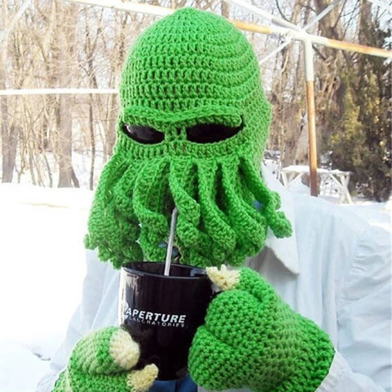 2020 Novelty Funny Party Octopus Beard Hat Unisex Animal Cthulu Crocheted Tentacle Knit Wind Mask Ski Cap Halloween Hats