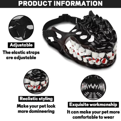 Halloween Dog Muzzle with Teeth Creepy Dog Costume with Large Teeth Spooky Prop for Halloween Adjustable Hilarious Werewolf
