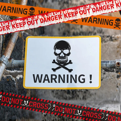 NEW 1PC Halloween Props Window Prop Warning Line Plastic Skull Head Warning Tape Signs Halloween Decoration Witch Balloons Lot
