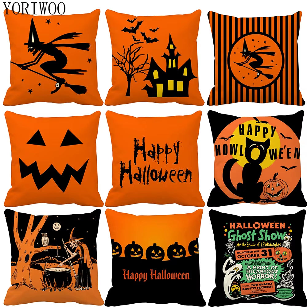 YORIWOO Scary Halloween Party Witch Pumpkin Merry Christmas Pillow Case Cushion Cover Happy Halloween Decoration for Home 2020