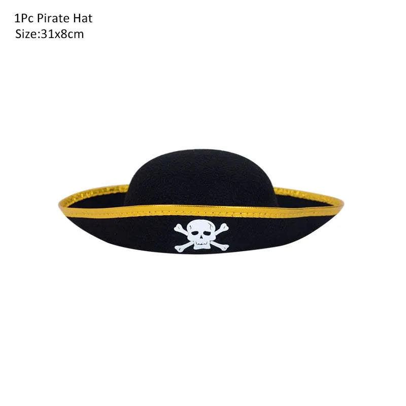 Pirate Captain Cosplay Costume Props Set Kids Halloween Hat Hook Skeleton Eye Patch Pirate Party Halloween Decoration Supplies