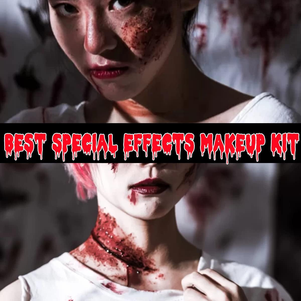 SFX Set Trucco Trucco Halloween Trucco a Base D'Acqua Crema Viso Colore Corpo Trasparente Lattice Liquido Pennello Spugne Pittura Effetti Speciali Zombie, Vampiri Mostri