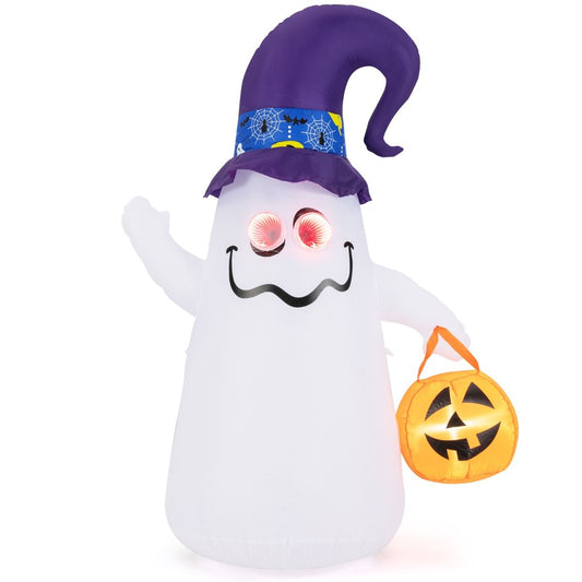 Halloween Inflatabile 180Cm Con Jack-O-Lantern Cappello Da Strega Luce Ad Effetto Specchio Infinito, Fantasma Carino