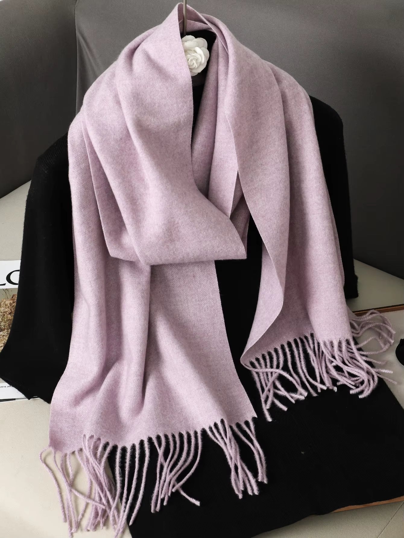 Winter Cashmere Solid Color Pashmina Tassel Scarf Cold Weather Scarves Wraps Women Girls Her Thicken Warm Shawl Wrap