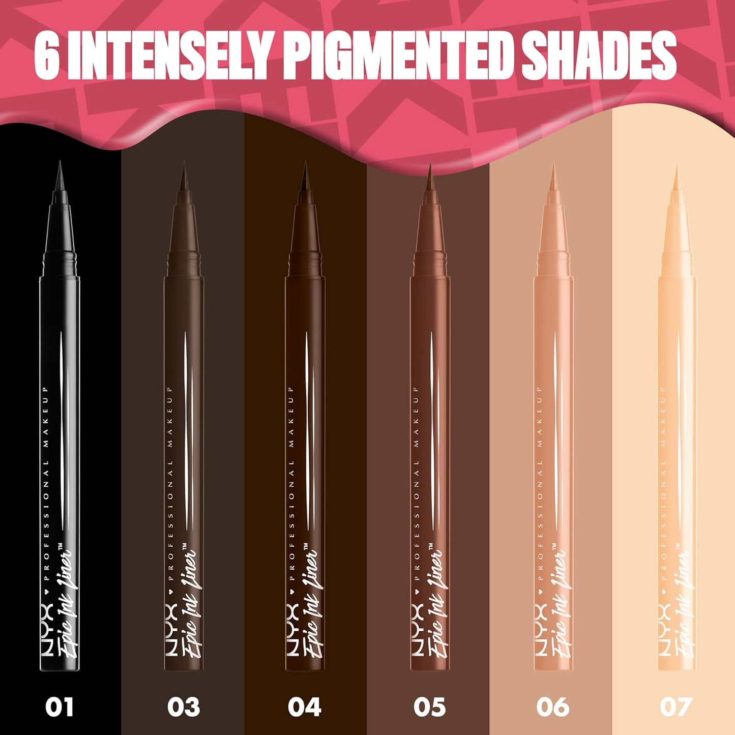 Epic Ink Liner, Eyeliner Liquido Impermeabile, Nero (2 Pezzi), Formula Vegana