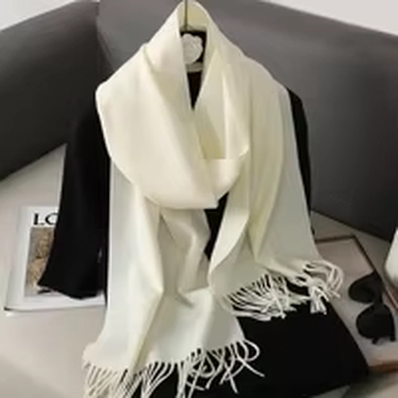 Winter Cashmere Solid Color Pashmina Tassel Scarf Cold Weather Scarves Wraps Women Girls Her Thicken Warm Shawl Wrap