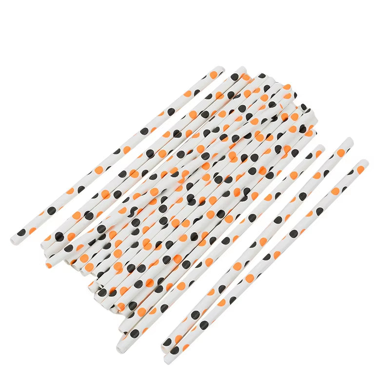 25Pcs Halloween Disposable Party Straws Bat Skull Drinking Straws Holiday Bar Home Party Halloween Decoration