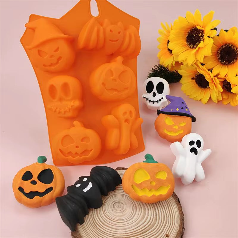 Pumpkin Halloween Silicone Mold for Cake Biscuit Candy Baking Skull Bat Spider Trick or Treat Kid Children Halloween Party Decor