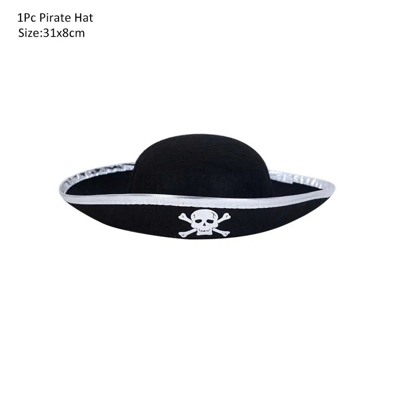 Pirate Captain Cosplay Costume Props Set Kids Halloween Hat Hook Skeleton Eye Patch Pirate Party Halloween Decoration Supplies