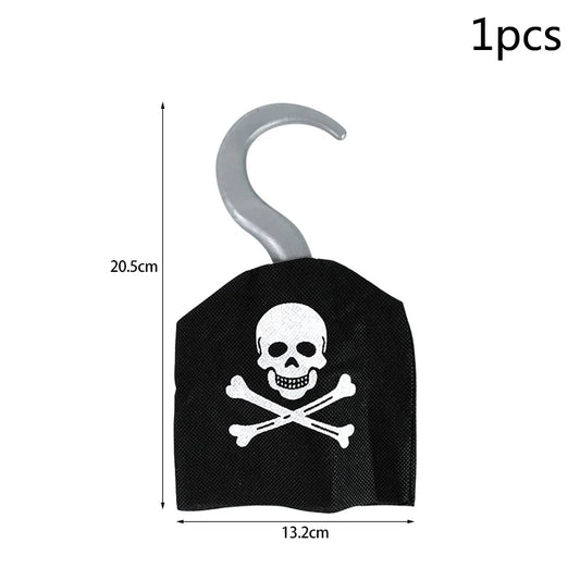 Pirate Captain Cosplay Costume Props Set Kids Halloween Hat Hook Skeleton Eye Patch Pirate Party Halloween Decoration Supplies