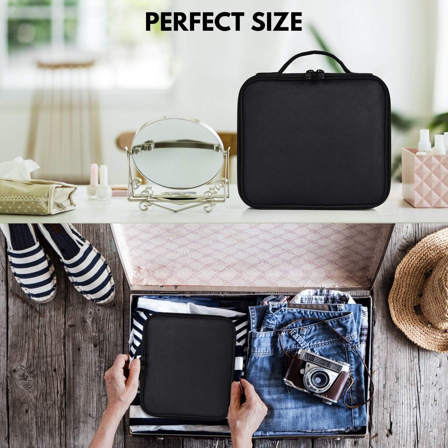 Make up Bag Professional Beauty Case Da Viaggio Makeup Astuccio per Trucco Valigetta Organizzativa Borsa Trucchi Custodia Cosmetica Impermeabile Con Divisori Regolabili