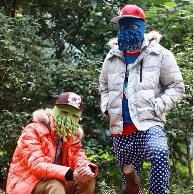 2020 Novelty Funny Party Octopus Beard Hat Unisex Animal Cthulu Crocheted Tentacle Knit Wind Mask Ski Cap Halloween Hats