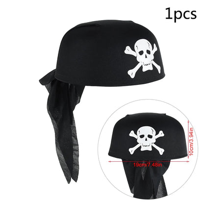 Pirate Captain Cosplay Costume Props Set Kids Halloween Hat Hook Skeleton Eye Patch Pirate Party Halloween Decoration Supplies