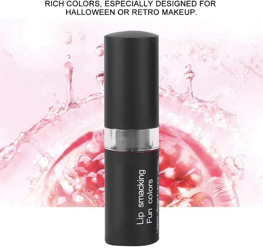 Rossetto Nero Opaco, Rossetto Ad Alta Pigmentazione, Labbra, Retrò, per Halloween, Rossetto Cosmetico, Rossetto Nero per Feste, Masquerade, Cosplay, Halloween, Trucco