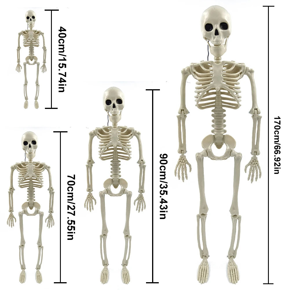 Halloween Horror Skeleton Statue Movable/Posable Joints Scary Skull Ornament Halloween Theme for Yard Garden Patio Haunted House