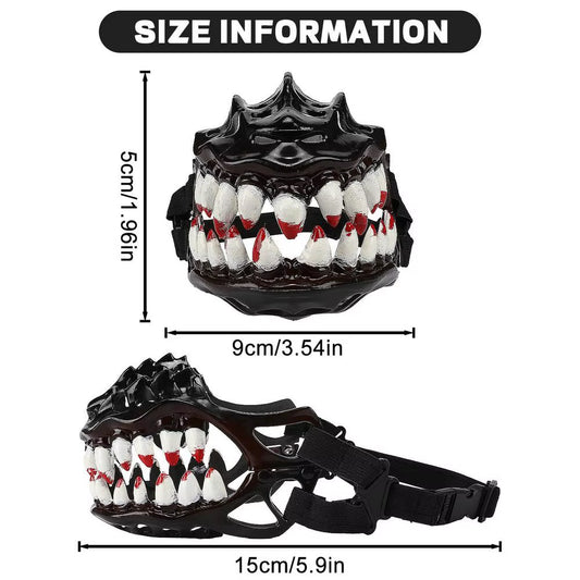 Halloween Dog Muzzle with Teeth Creepy Dog Costume with Large Teeth Spooky Prop for Halloween Adjustable Hilarious Werewolf