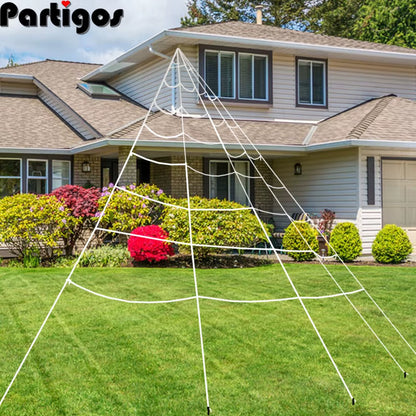 Giant Spider Web Triangular Mega White Stretch Cobweb for Yard Halloween Decorations Outdoor Halloween Spider Decor Supplies
