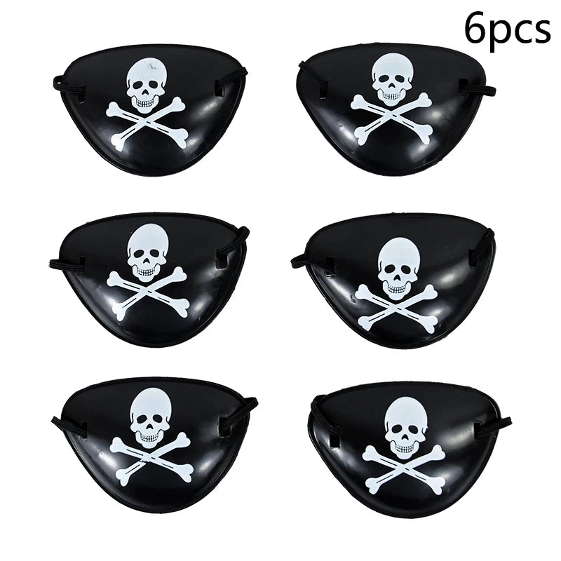 Pirate Captain Cosplay Costume Props Set Kids Halloween Hat Hook Skeleton Eye Patch Pirate Party Halloween Decoration Supplies