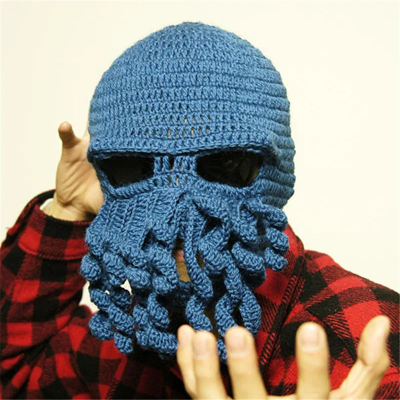2020 Novelty Funny Party Octopus Beard Hat Unisex Animal Cthulu Crocheted Tentacle Knit Wind Mask Ski Cap Halloween Hats