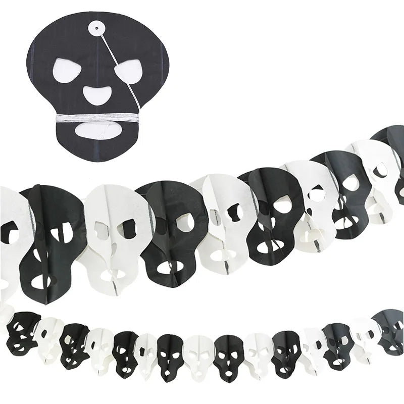 3Meter Halloween Hanging Garland Bunting Bat Pumpkin Ghosts Spider Paper Banner Halloween Party Decorations Horror Props