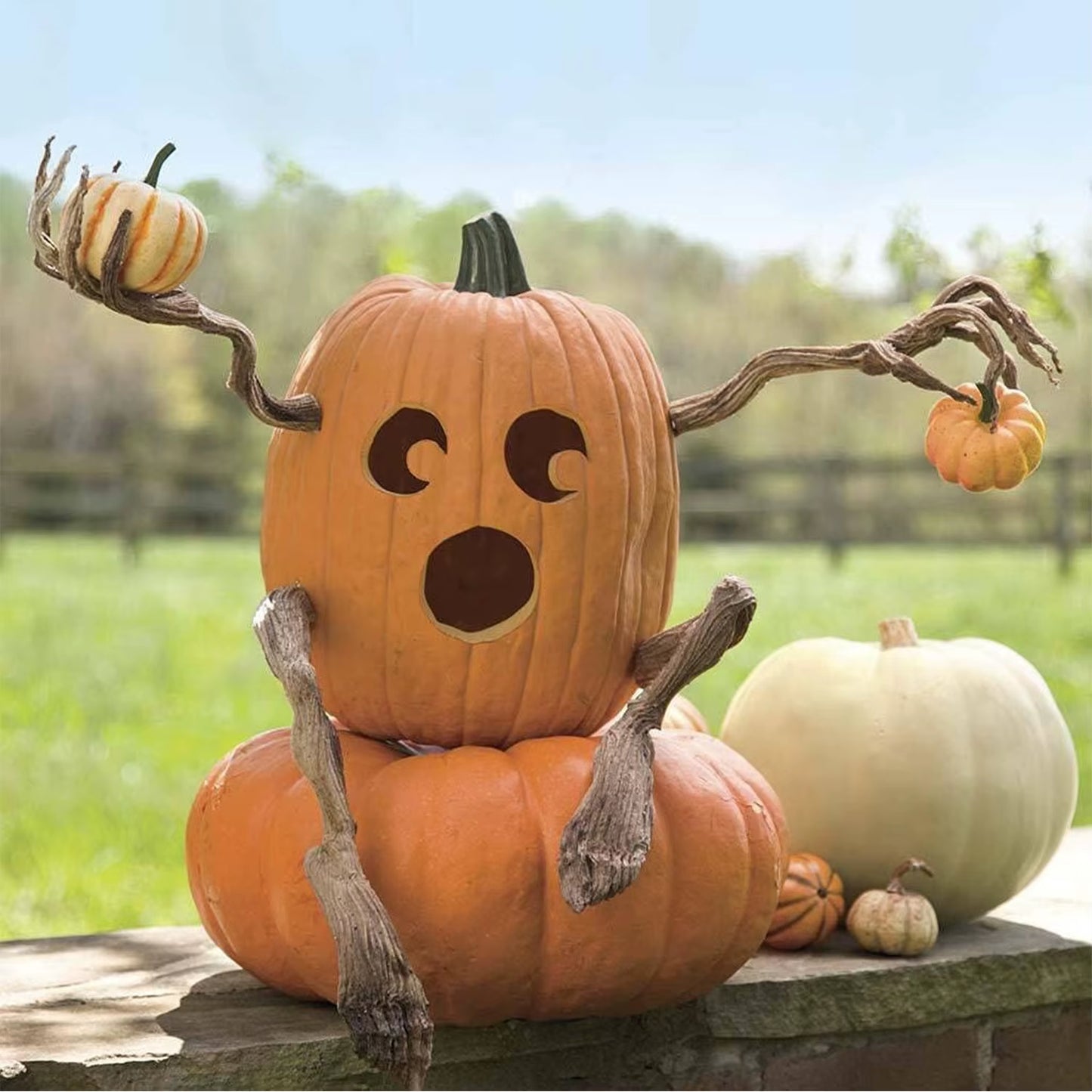 Halloween Bendable Pumpkin Arms and Legs Ornaments Statue Garden Home Decoration Desktop Thanksgiving Autumn Harvest Festival