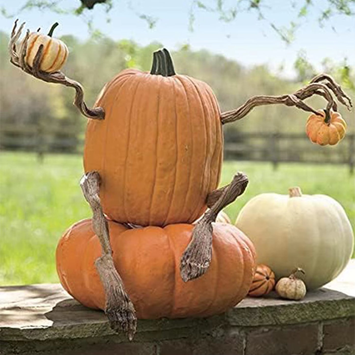 Halloween Bendable Pumpkin Arms and Legs Ornaments Statue Garden Home Decoration Desktop Thanksgiving Autumn Harvest Festival