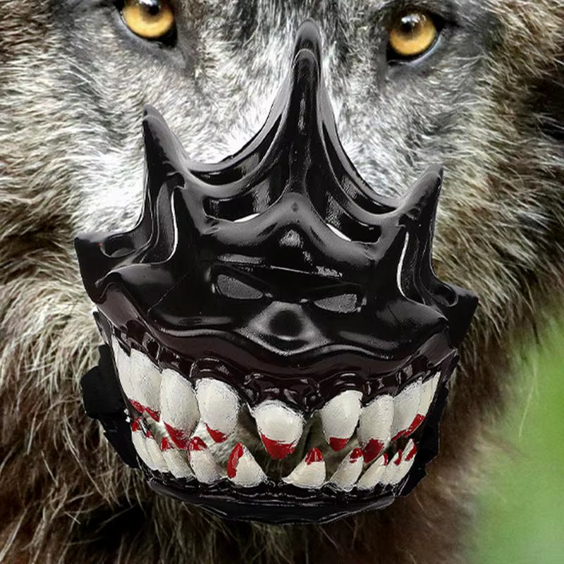 Halloween Dog Muzzle with Teeth Creepy Dog Costume with Large Teeth Spooky Prop for Halloween Adjustable Hilarious Werewolf
